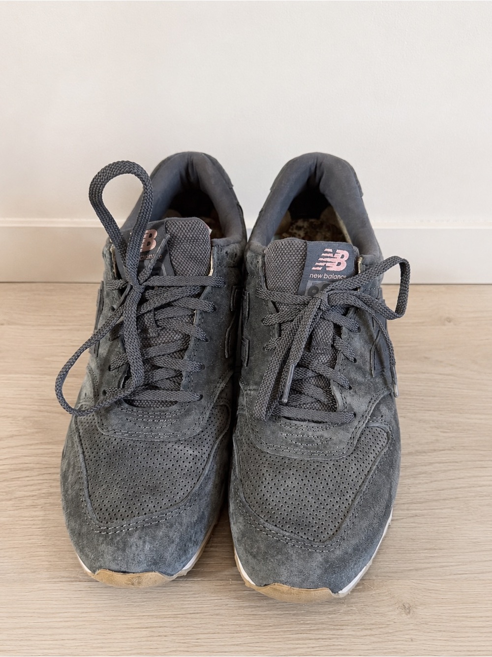 New Balance Men's Grey Suede Athletic Sneakers
